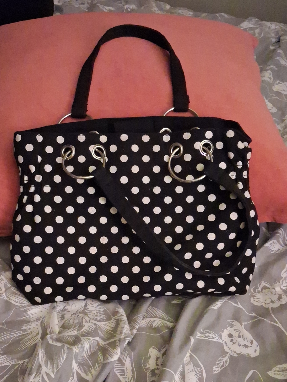 Polka Dot Tote Bag - Black and White